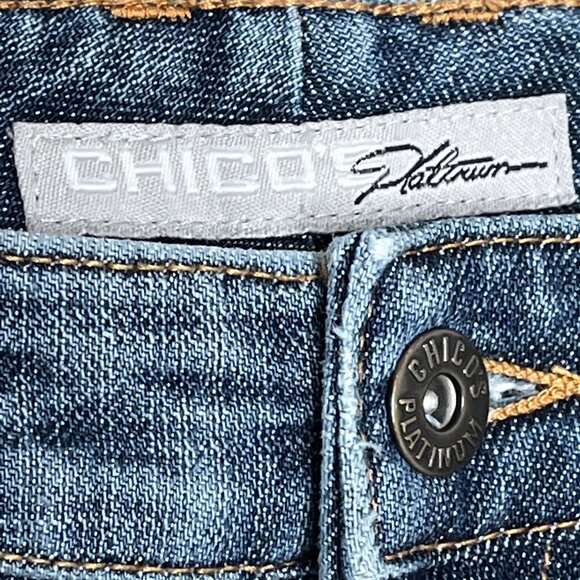 Chicos Platinum Straight Jeans Small Blue Denim Stretch - Picture 9 of 12